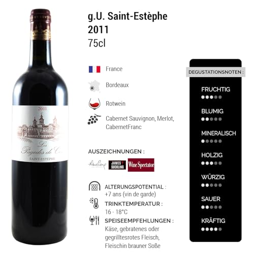 Cos d'Estournel Les Pagodes de Cos Rotwein 2011 - g.U. Saint-Estèphe - Bordeaux Frankreich - Rebsorte Cabernet Sauvignon, Merlot, Cabernet Franc - 75cl - 88/100 Robert Parker - 2