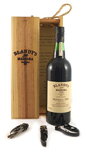 Blandy’s Malmsey Madeira 1954 (Original box) in einer Geschenkbox, da zu 3 Weinaccessoires, 1 x 750ml - 